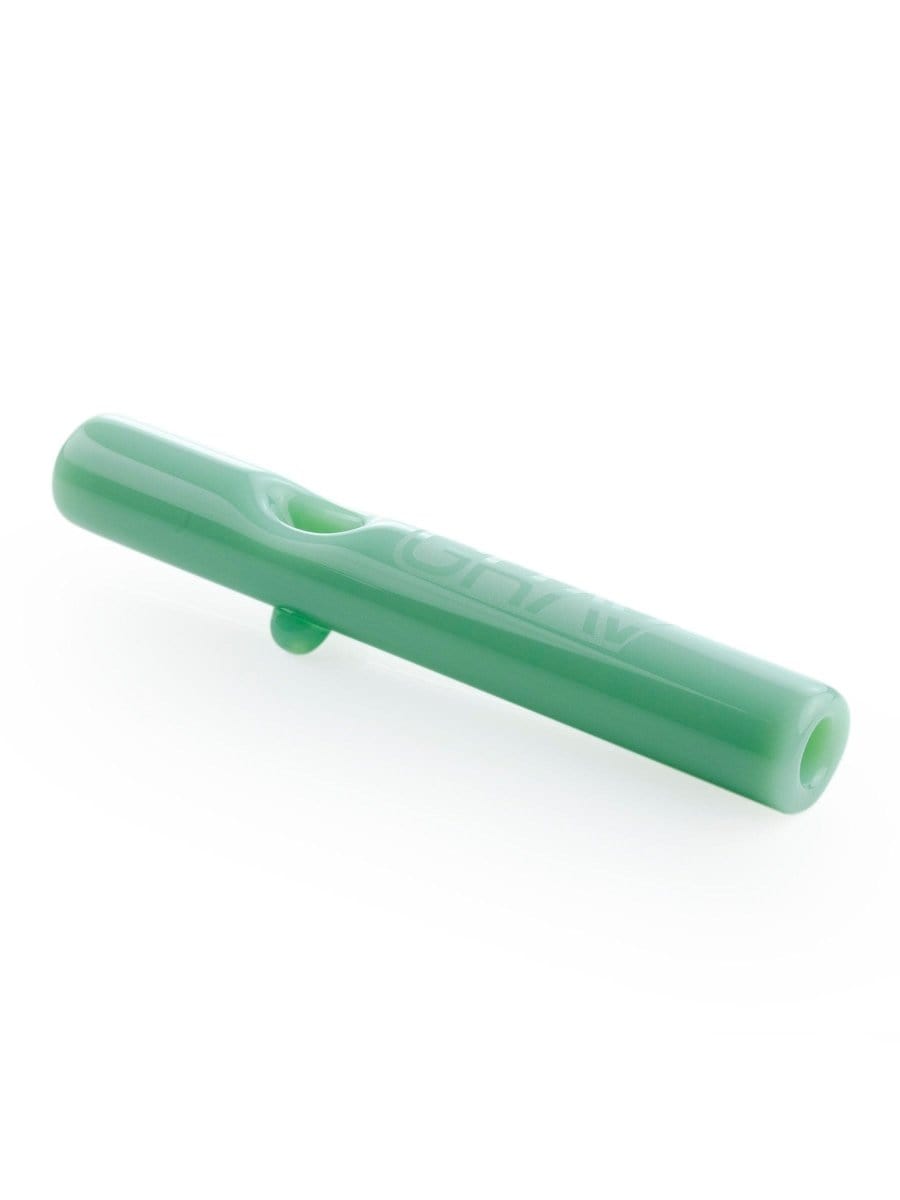 A side view of the GRAV® Classic Steamroller, showing the clear glass pipe angled against a neutral backdrop.