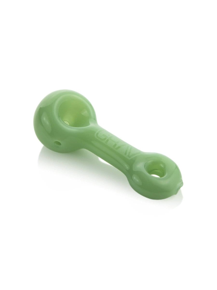 A side view of the GRAV® Mini Spoon Pipe, showing the small, curved glass pipe against a plain white background.