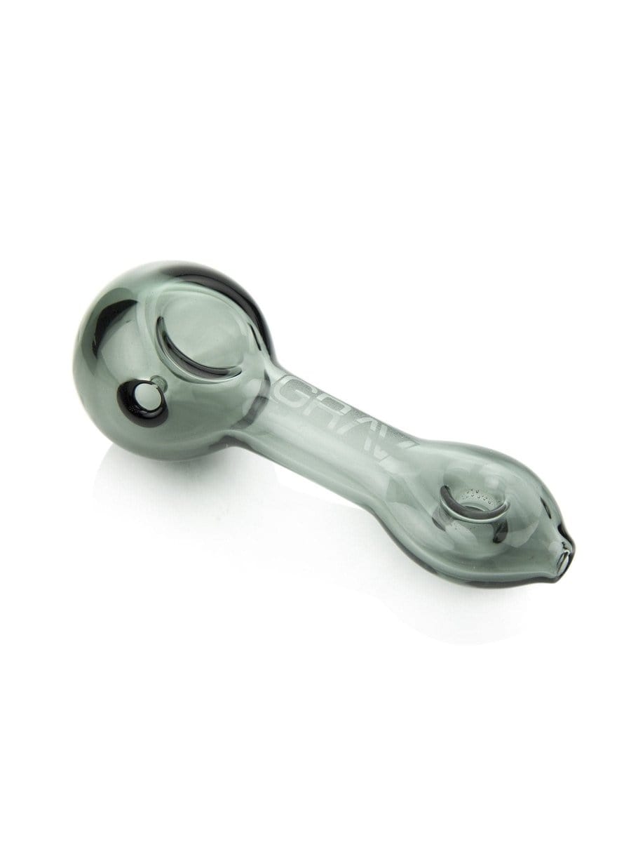A side view of the GRAV® Mini Spoon Pipe, showcasing the curved glass design and smooth finish.