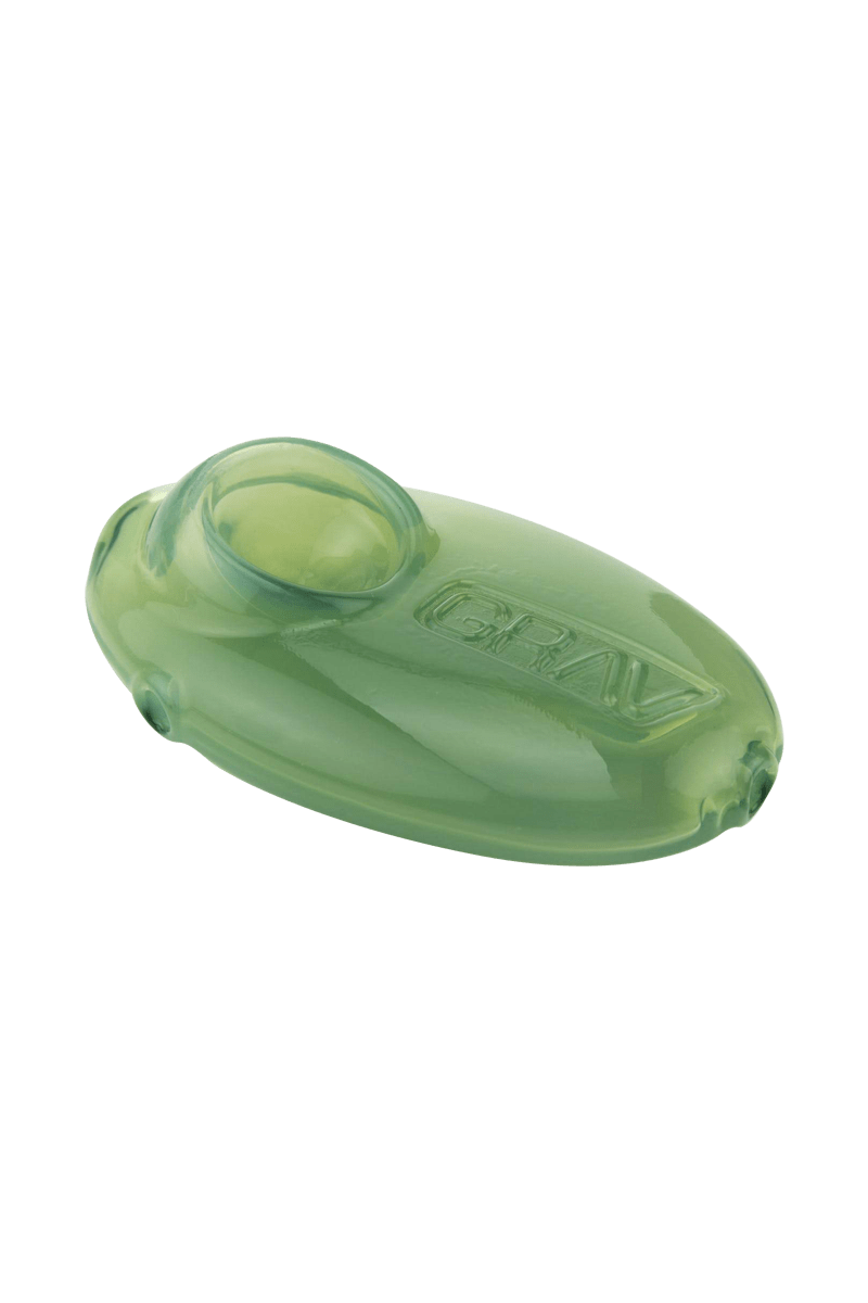 A side view of the Grav Labs Pebble Spoon, showcasing its smooth, rounded shape and simple design.