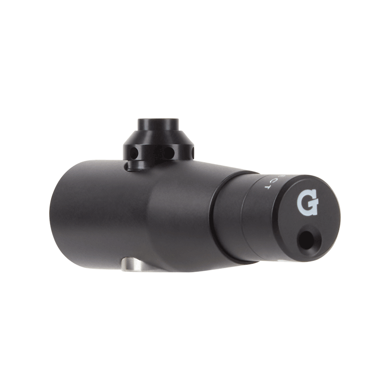Close-up of the G Pen Connect Vaporizer, showing its black cylindrical shape and sleek, modern design.