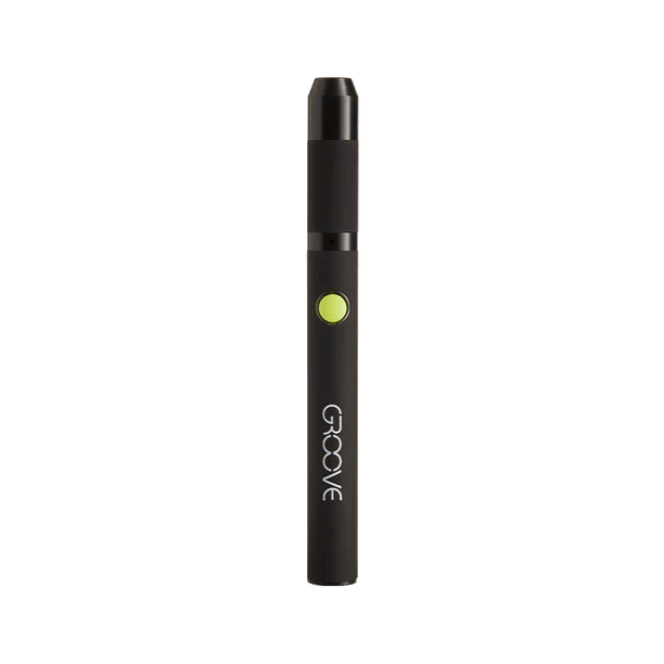 Front view of the Groove Cara Pen, a sleek, black pen-shaped device on a plain white background.