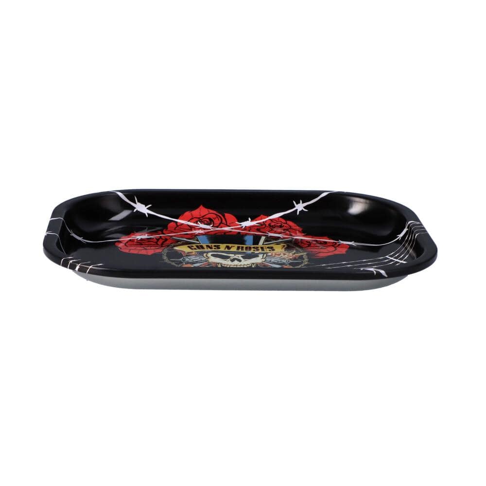 A high-angle view of the Barbed Wire Rolling Tray, showcasing its textured surface and metallic finish.
