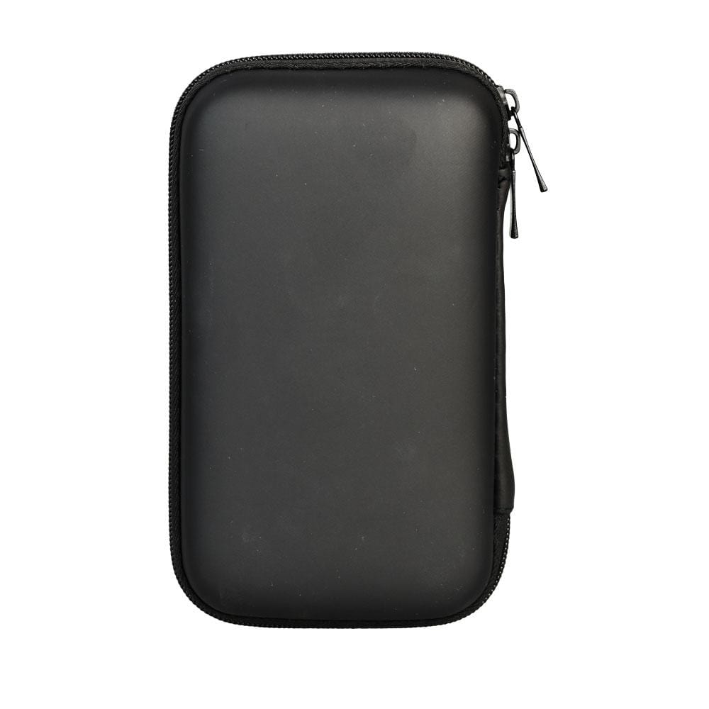 Front view of the closed Portable Silicone Dab Travel Kit, a black zippered pouch on a plain white background.