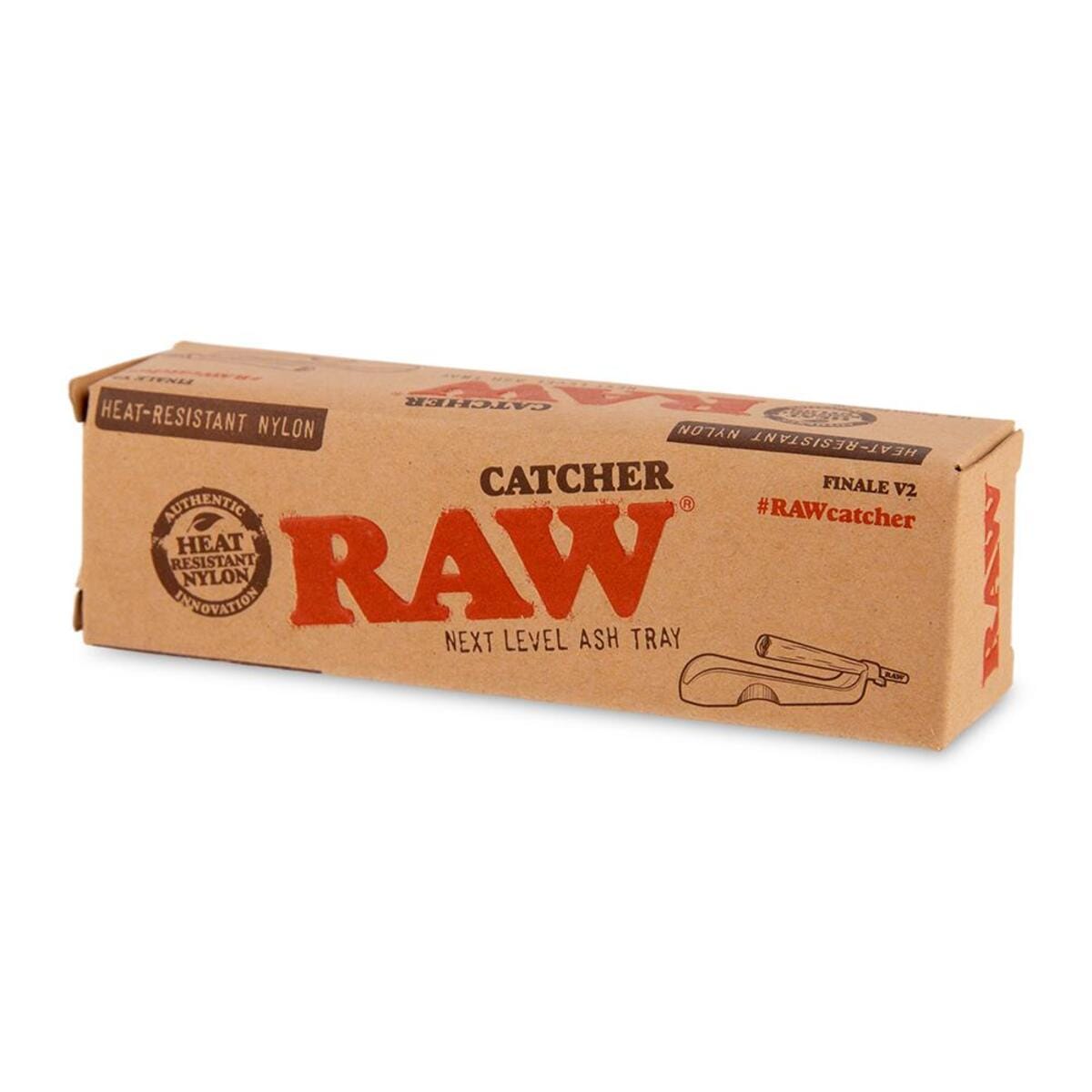 A close-up shot of the RAW Catcher, displaying its branding on a dark background.