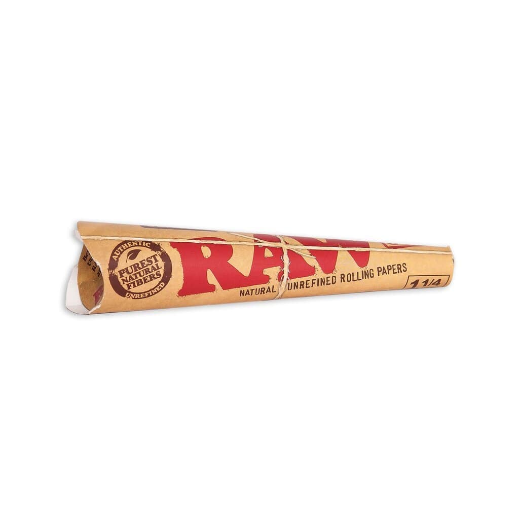 A close-up of the RAW Pre Rolled Cones 6 Pack, displaying the paper tube packaging with branding visible on a plain background.