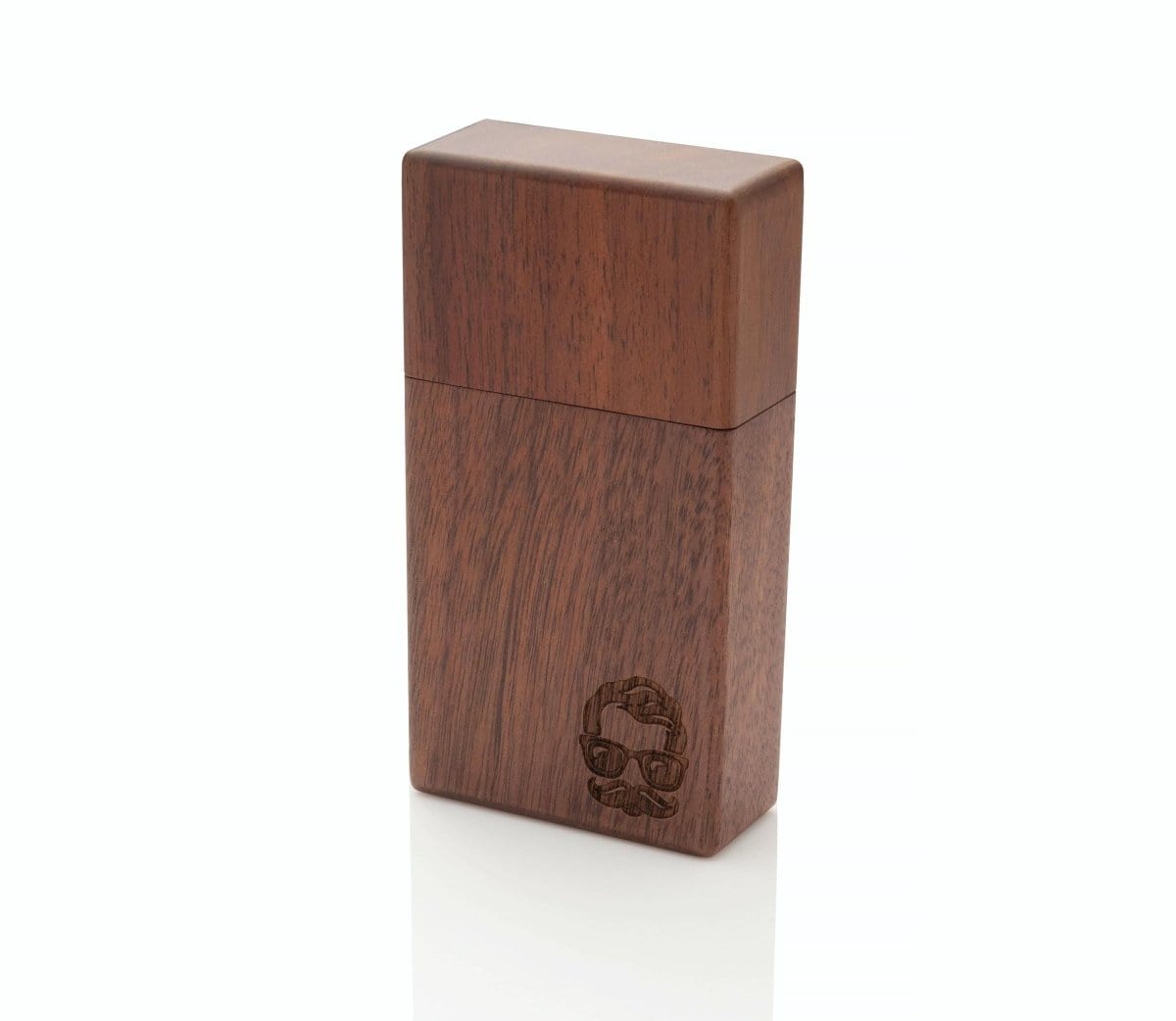 A side view of the Franklin Dugout with One Hitter, showcasing its dark woodgrain finish against a clean white backdrop.