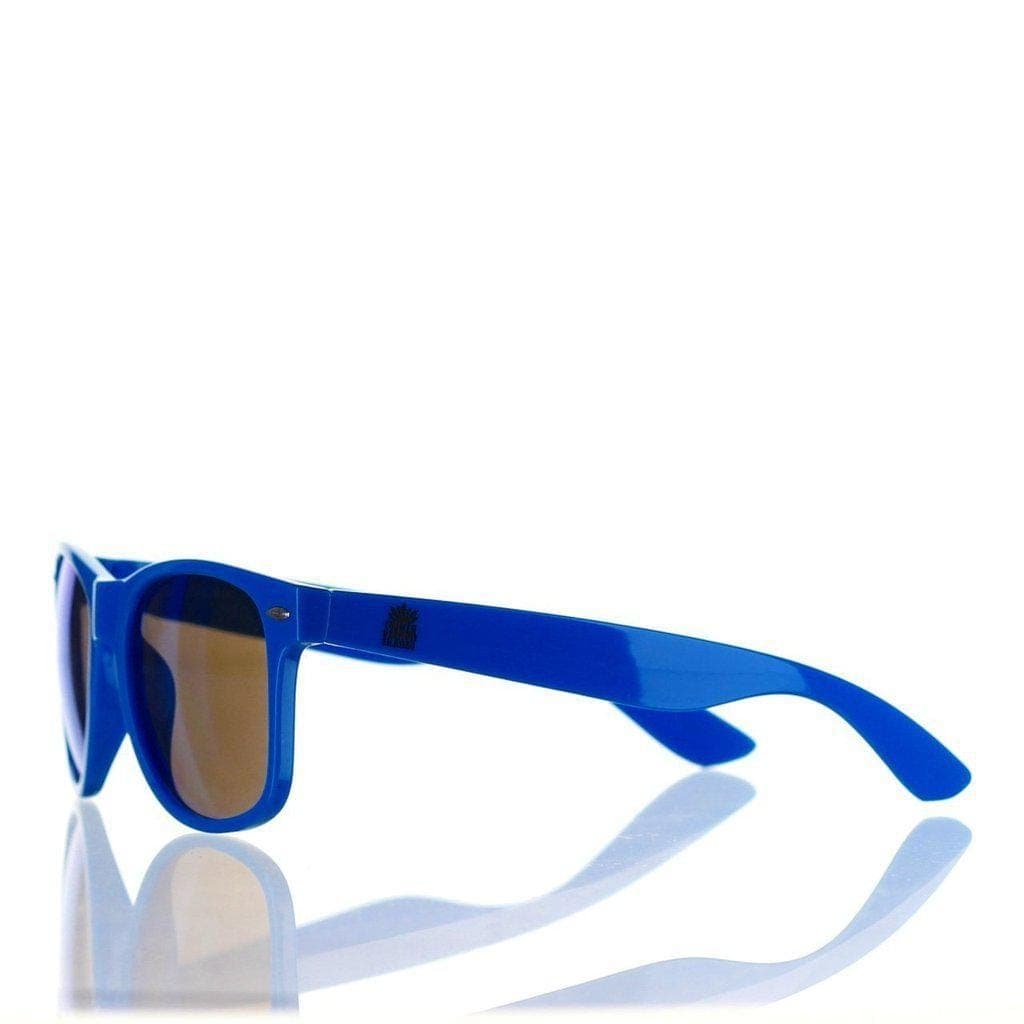 A side view of the Daily High Club x Smoker Shades Sunglasses, showcasing the black frames and reflective lenses against a bright white background.