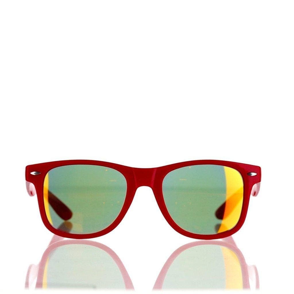 A front view of the Daily High Club x Smoker Shades Sunglasses, reflecting a bright light source on their dark lenses.