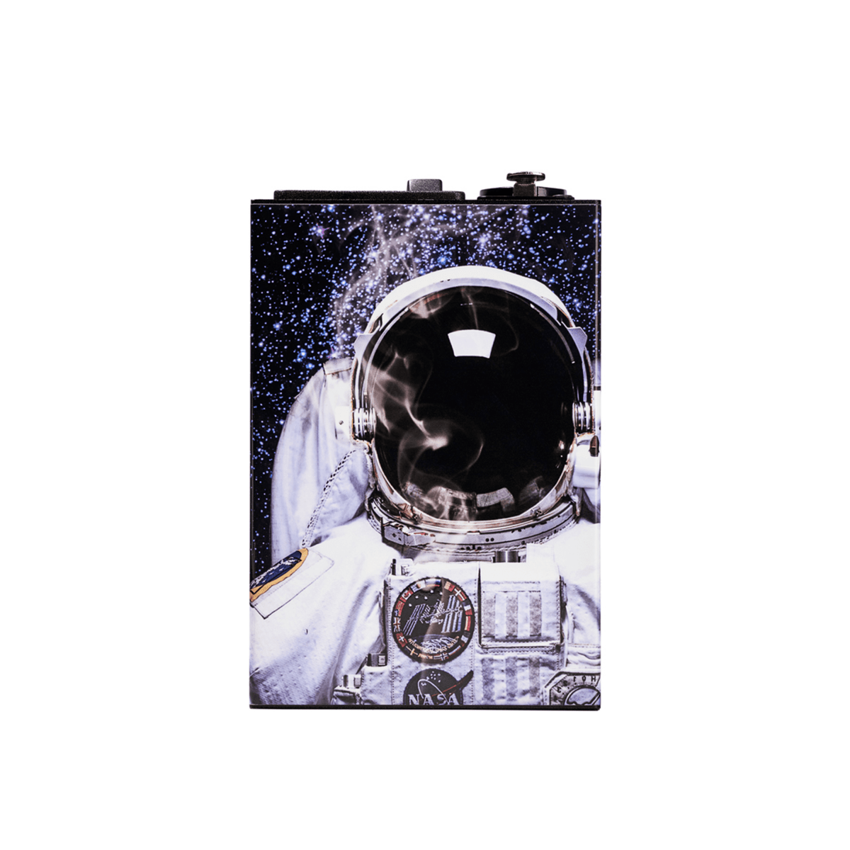 A front view of the Micro E-Nail with Heater Coil, resembling a futuristic helmet with a dark, reflective visor.