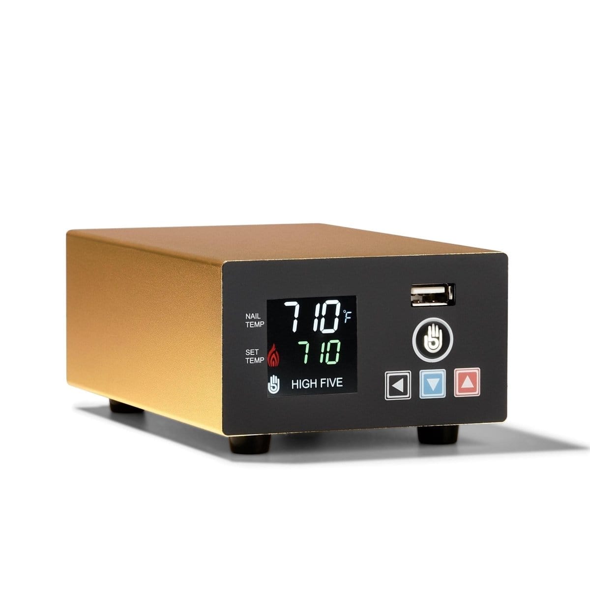 Front view of the LCD E-Nail Hybrid Nail Kit, displaying a digital temperature readout of 110°F on its control panel.