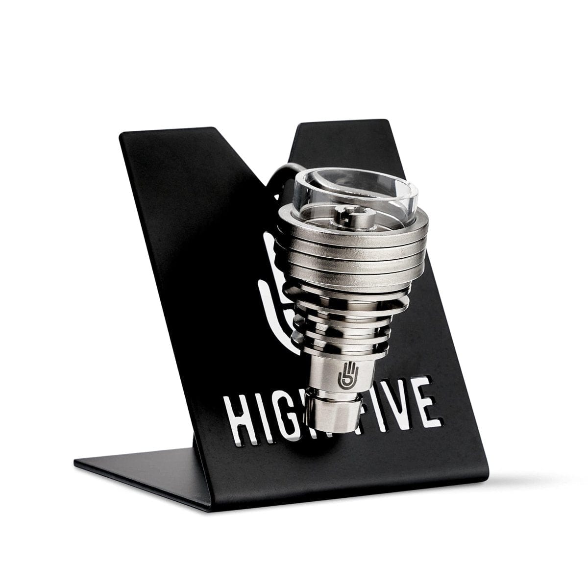 Front view of the LCD E-Nail Hybrid Nail Kit, featuring a silver metallic heating coil atop a dark base.