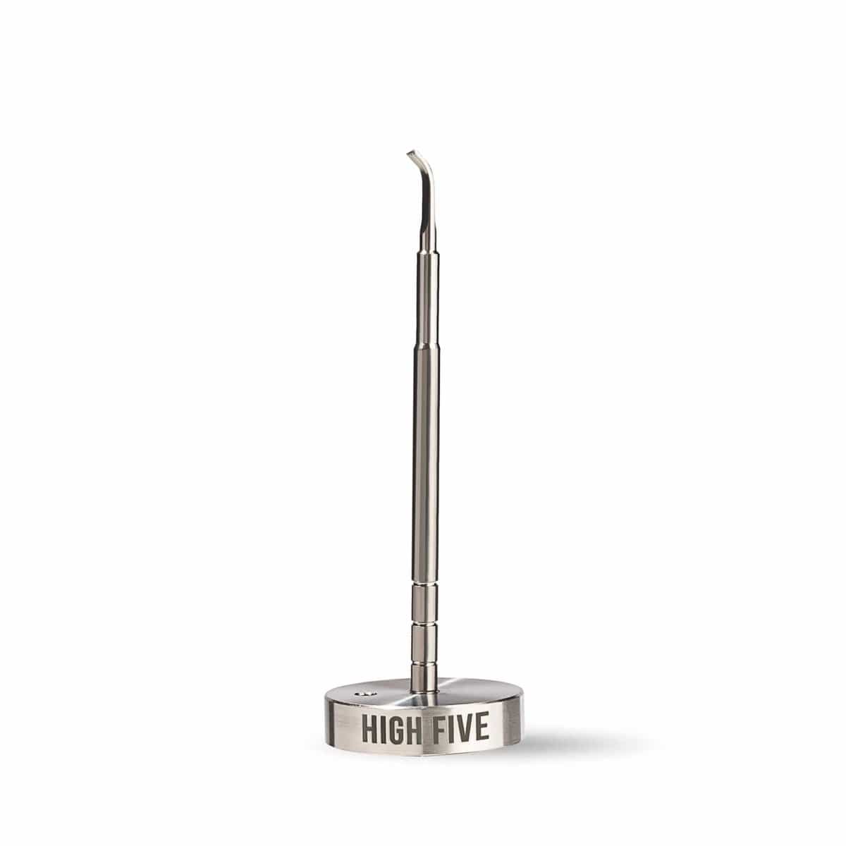A studio shot of the LCD E-Nail Hybrid Nail Kit, displaying its metallic tip and circular base against a white background.