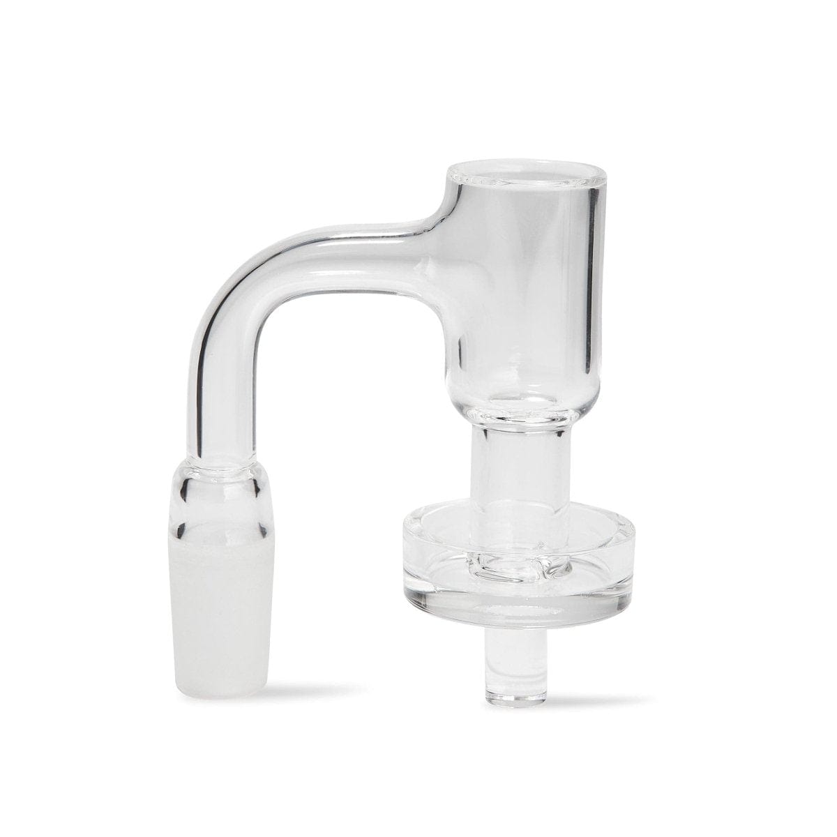 The LCD E-Nail Quartz E-Banger Kit is pictured from a slightly above angle, displaying the clear quartz banger's smooth, rounded shape.