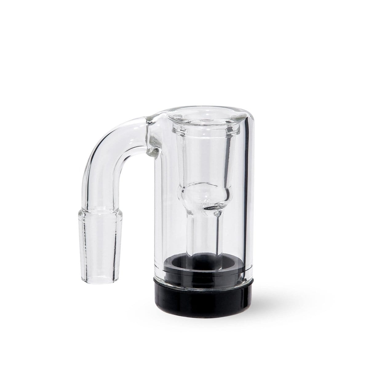 A front view of the ClaimSaver Glass Adapter Curved, showing a clear glass piece with a black base against a plain white background.