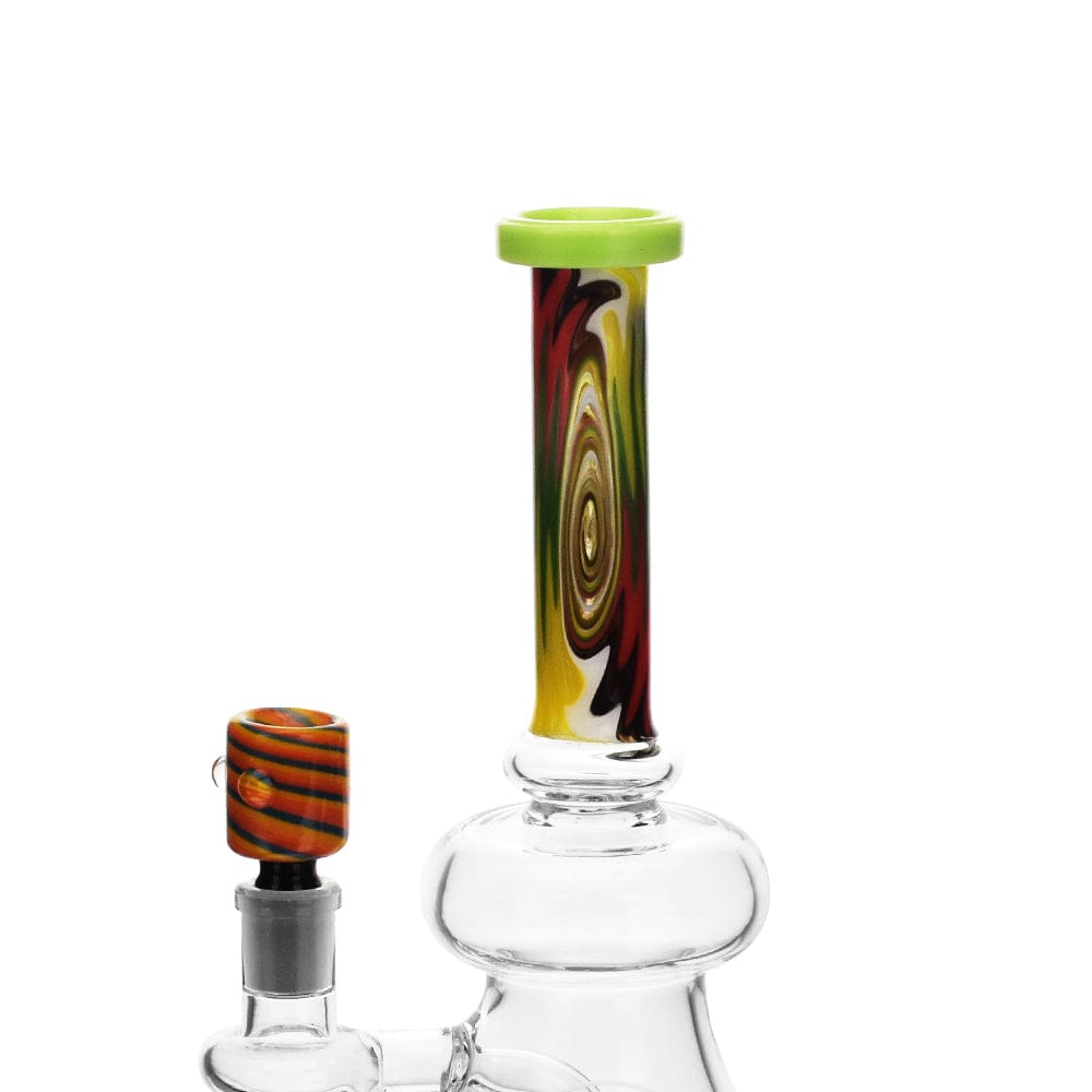 A close-up, angled view of the High Society  Pegasi Premium Wig Wag Hybrid Pipe (Green) with a vibrant green accent.