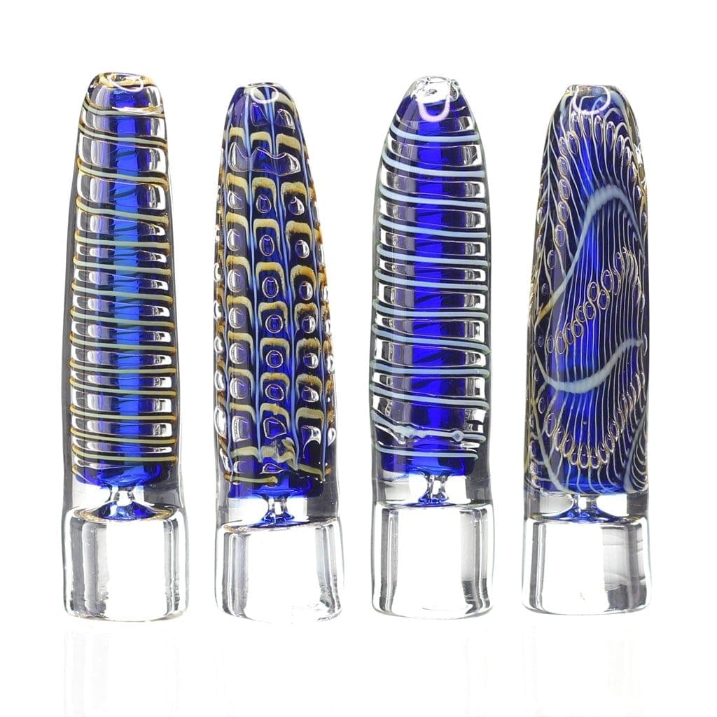 A straight-on shot of the 4.20 Caliber One Hitter, showing the colorful glass pipe against a plain white background.