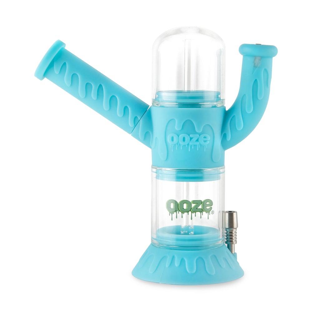 Ooze Silicone and Glass Aqua Teal Ooze Cranium Silicone 4-in-1 Hybrid Water Pipe