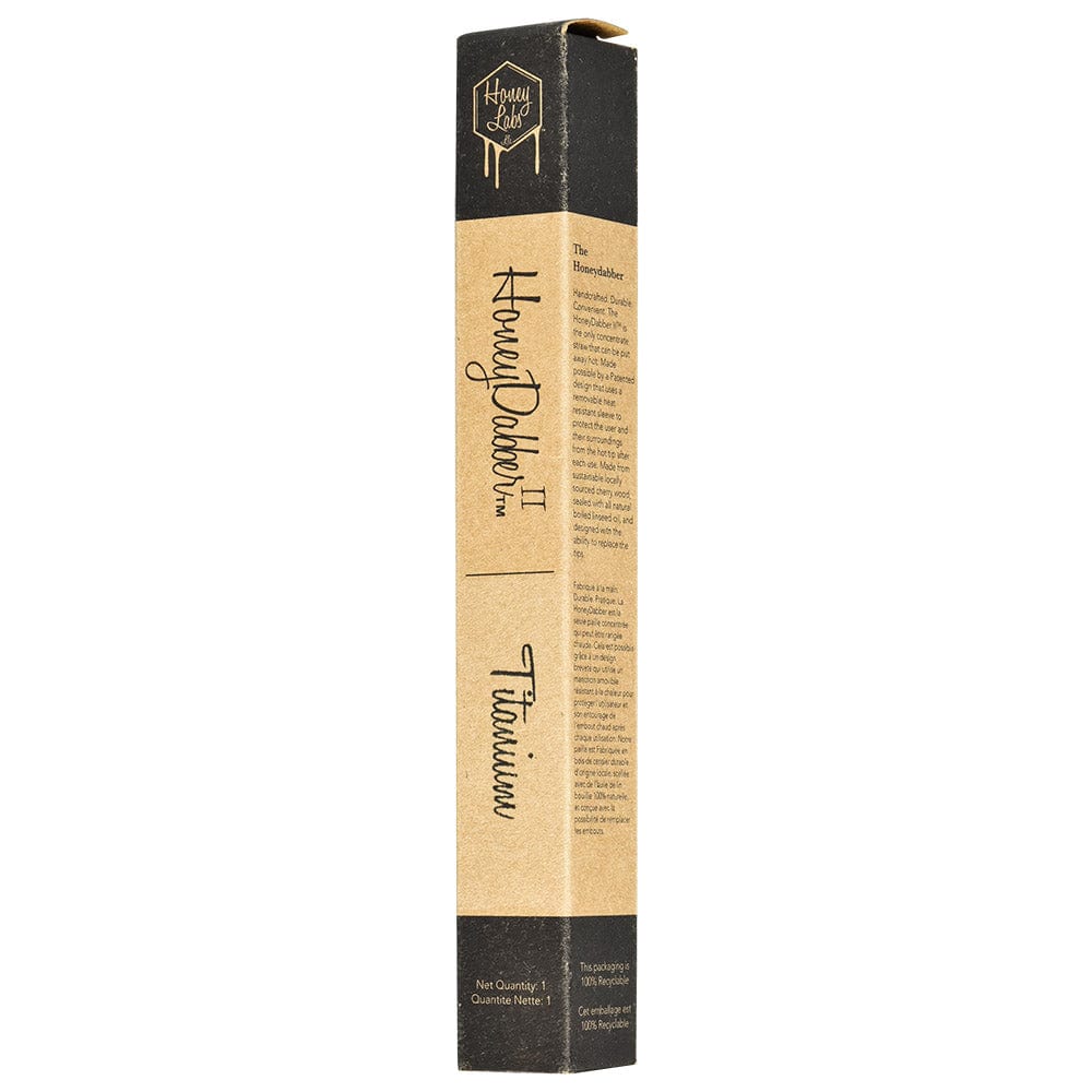 A product shot of the Honey Dabber II Cherry Wood Dab Straw, angled to showcase its sleek design against a dark background.