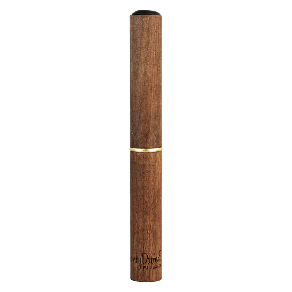 A sleek, side view of the Honey Labs HoneyDabber II Black Walnut Vapor Straw with a dark wood finish.