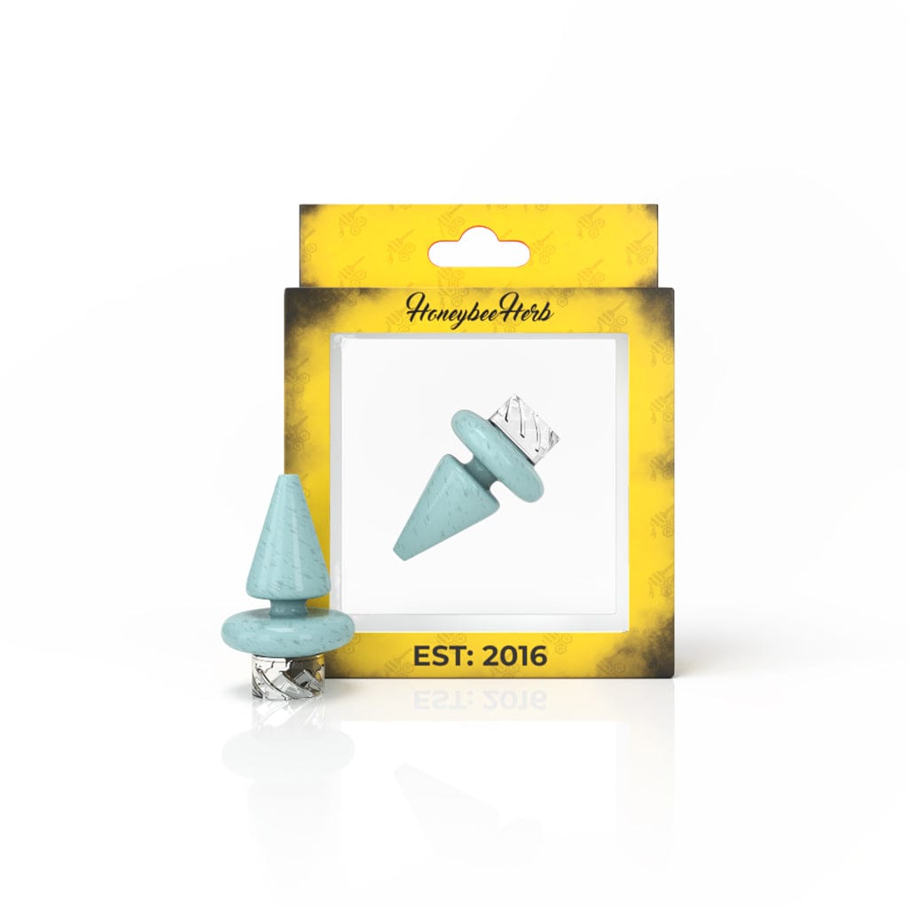 A close-up of the TRIANGLE SPINNER CARB CAP, a small, silver-colored accessory with a triangular shape and textured surface.