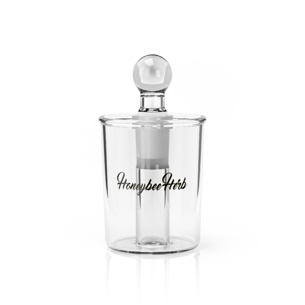 Front view of the Boutique Iso Station, a clear glass isolation chamber on a white background.