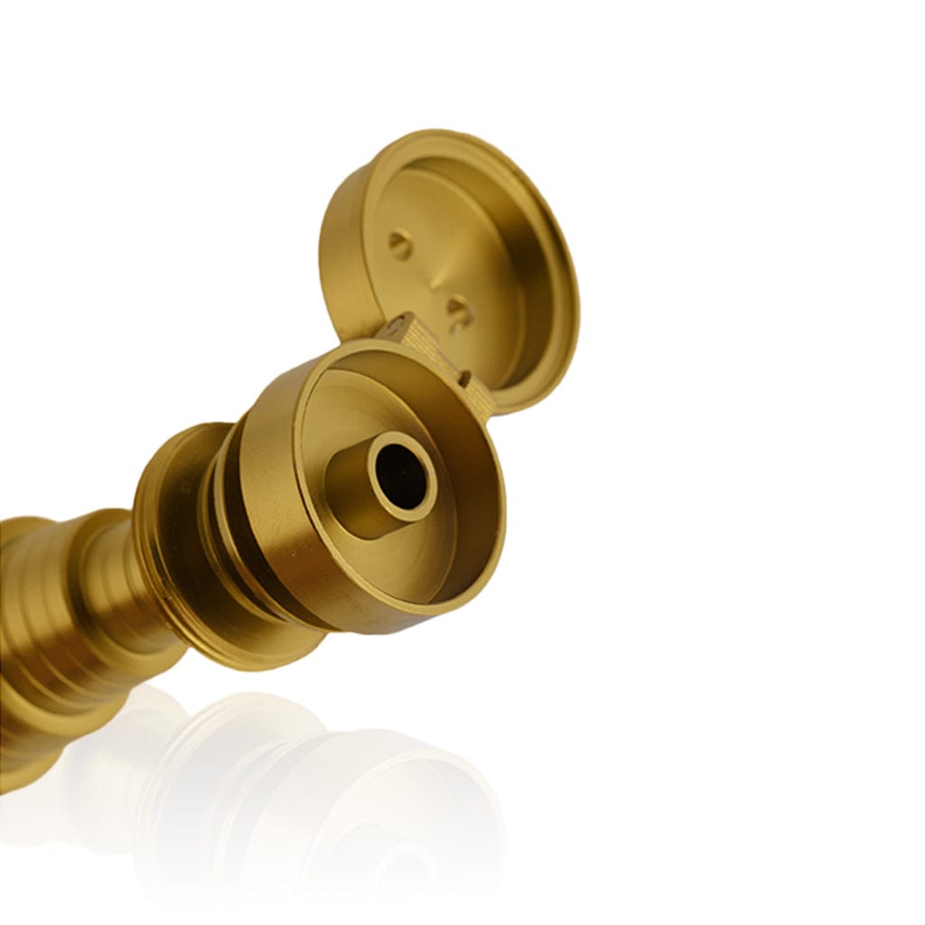 A close-up, angled view of the Titanium 6 in 1 Carb Cap Dab Nail, reflecting light on its polished metal surface.