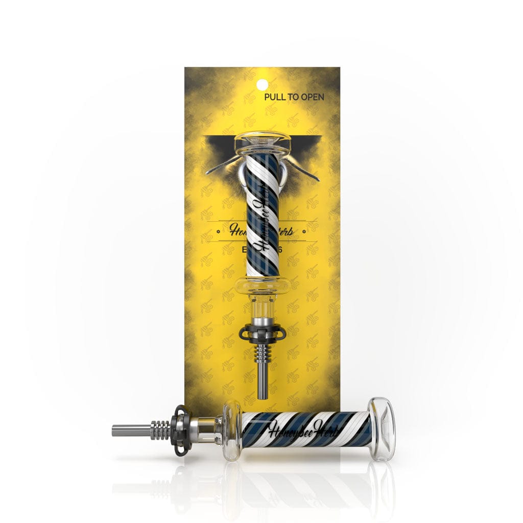 A studio shot of the Candy Striped Nectar Collector, showing its vertical striped pattern against a plain, light background.