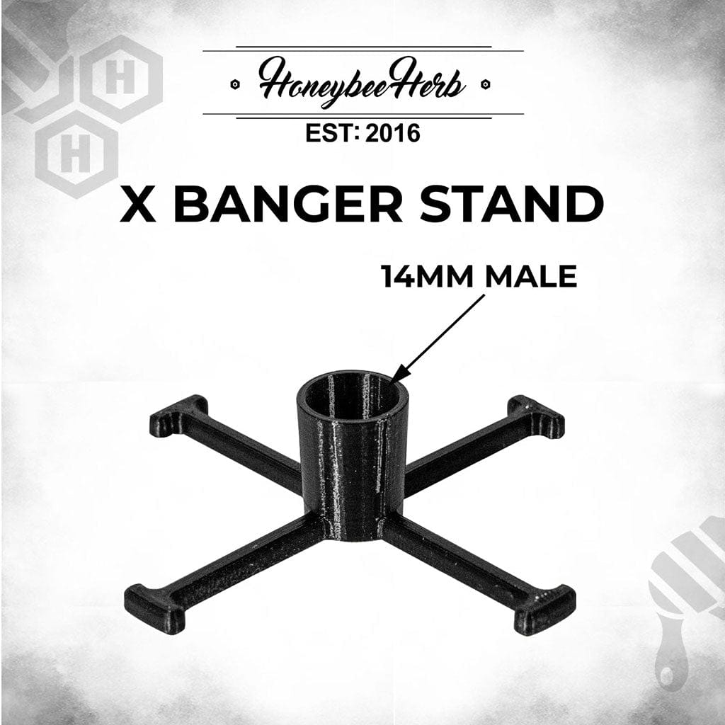 A top-down view of the X-Shaped Banger Stand in metal, showcasing its minimalist, geometric design against a neutral background.