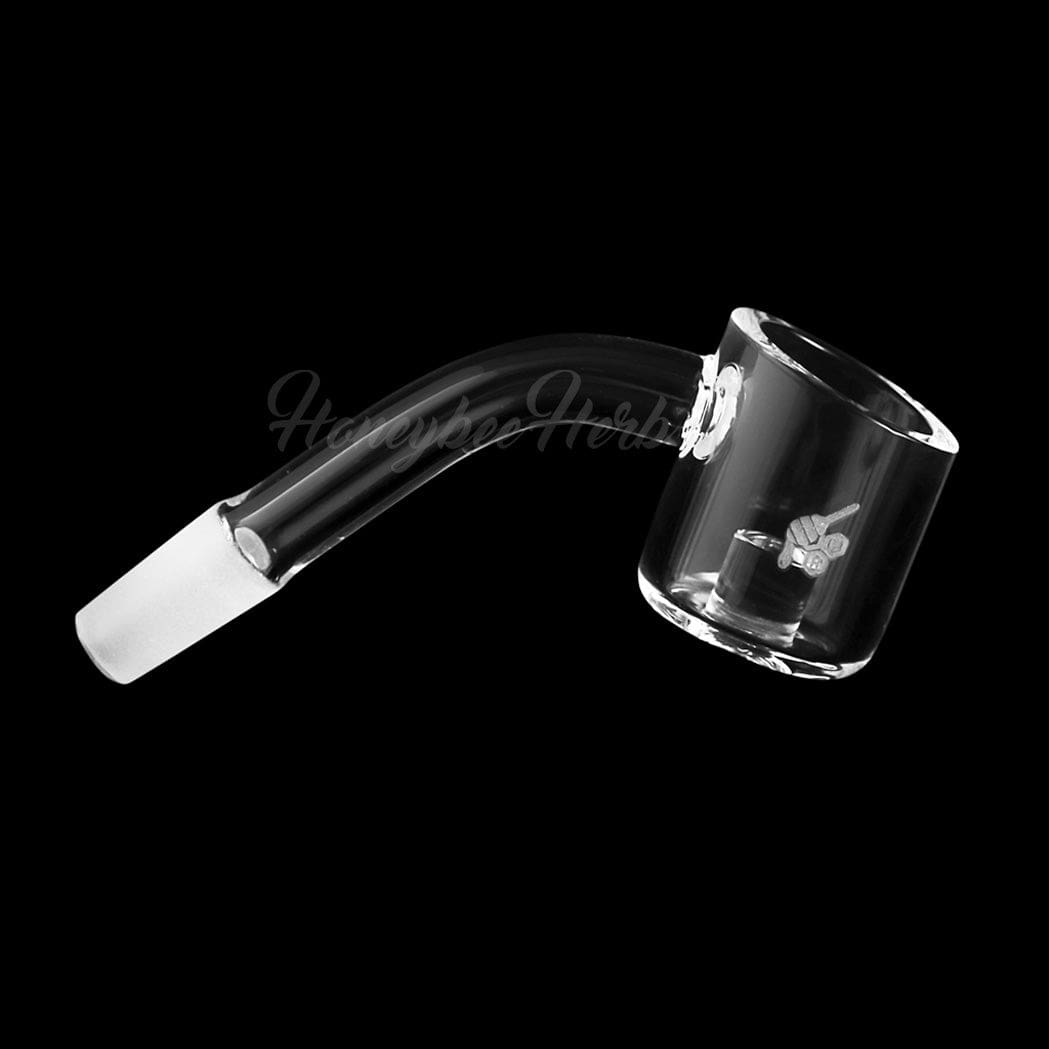 A 45-degree angled view of the YL CORE REACTOR QUARTZ BANGER, displaying its clean, reflective glass surface.
