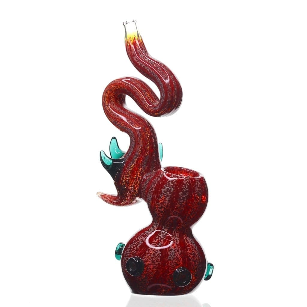 Himalayan Glass Glass Red Horned Goon Bubbler