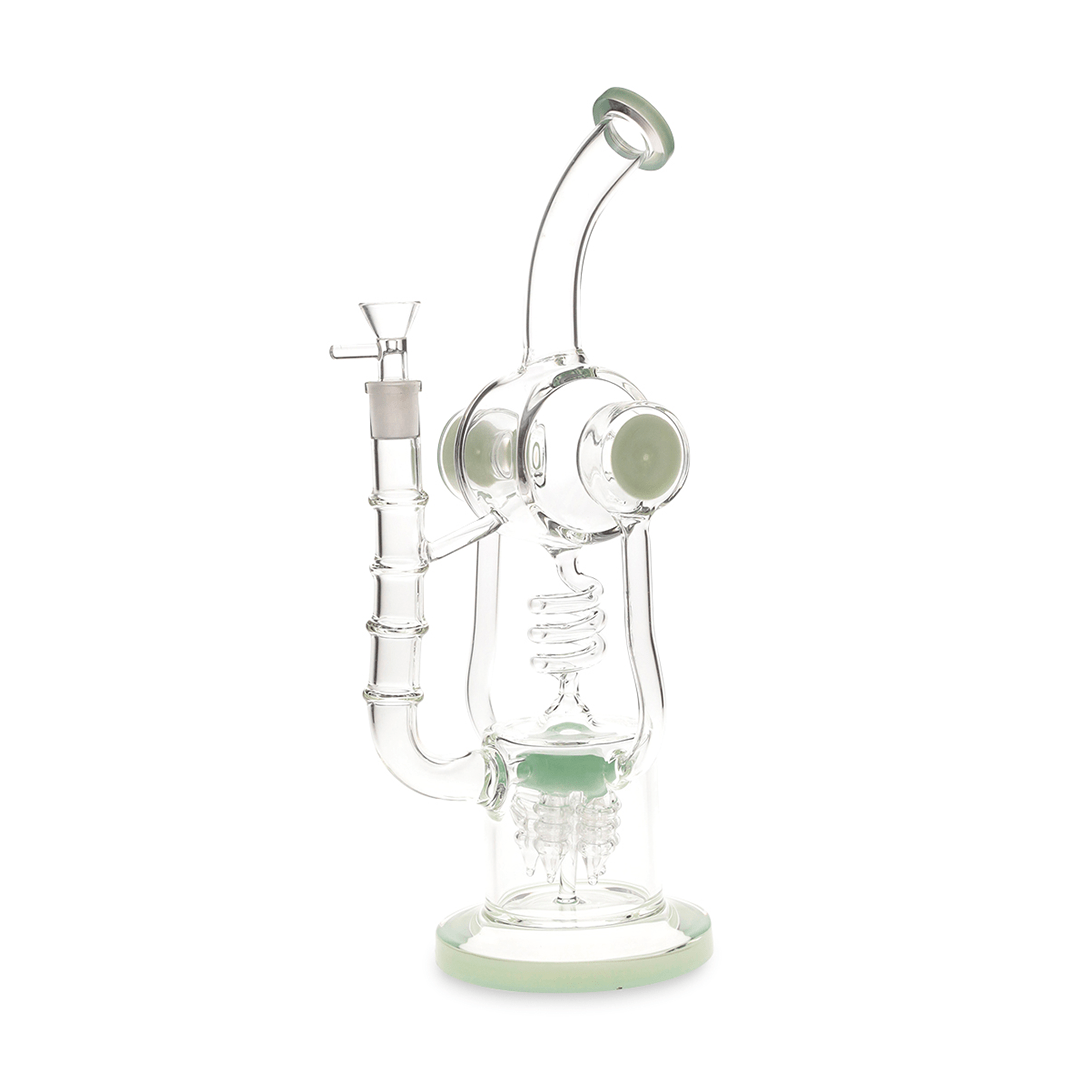 HB King Water Pipe Green C HB King 15" Ear Phones Spiral Water Pipe