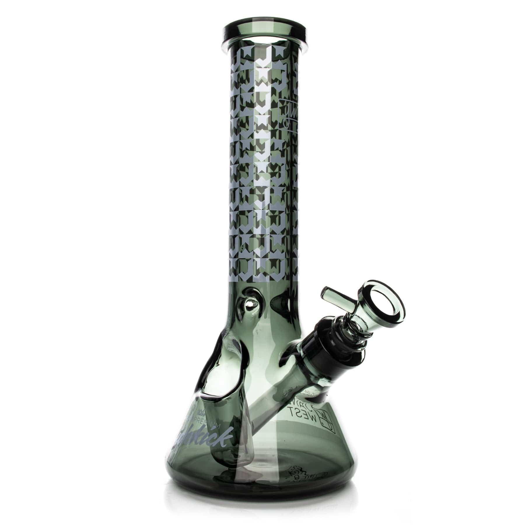 Front view of the Limited Edition JW Sidekick by GEAR Premium®, a green glass water pipe with a unique textured design.