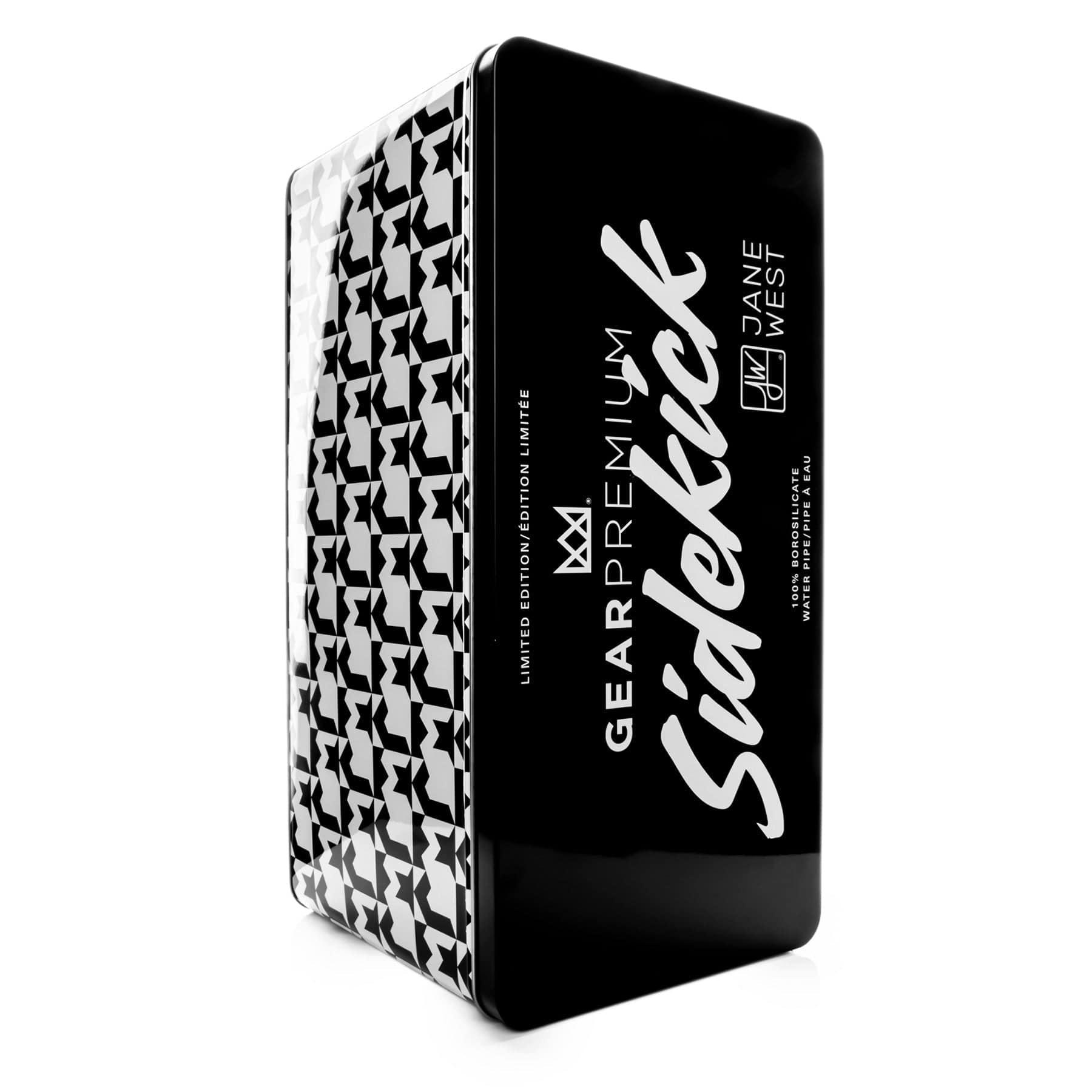 Front view of the Limited Edition JW Sidekick by GEAR Premium®, showcasing a patterned black and white design.