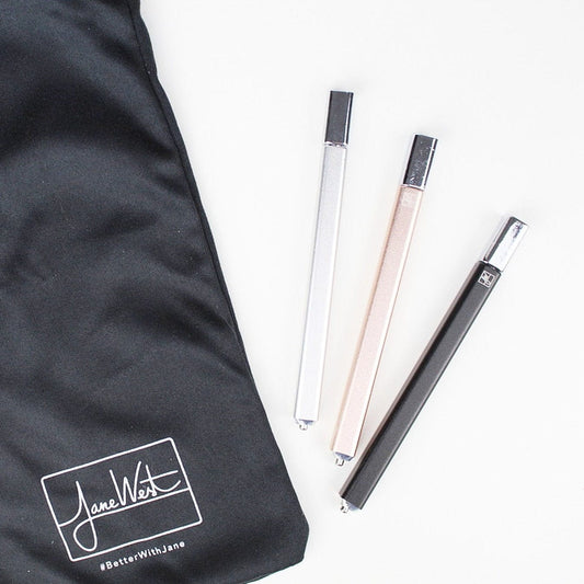 The Trio from Jane West are displayed in a minimalist arrangement, showcasing their slender, transparent design.