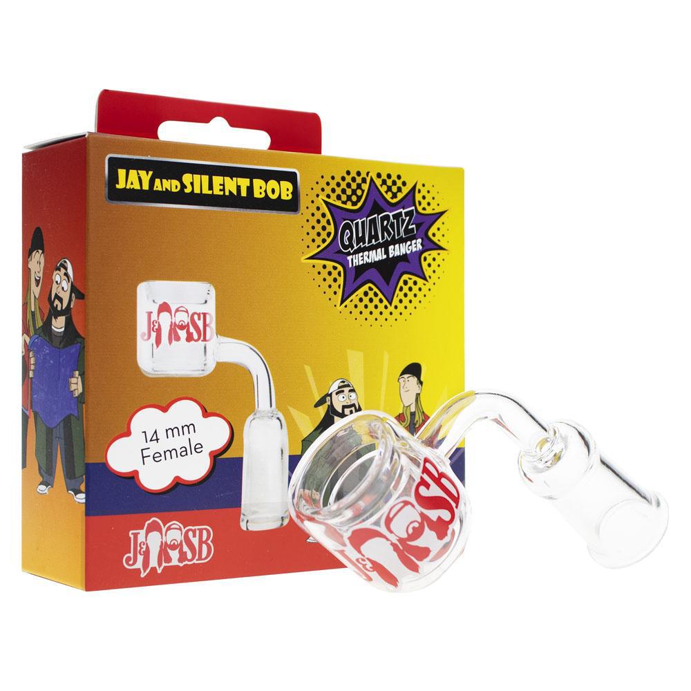 Front view of the Quartz Thermal Banger, showcasing its clear glass construction and minimal design against a simple black background.