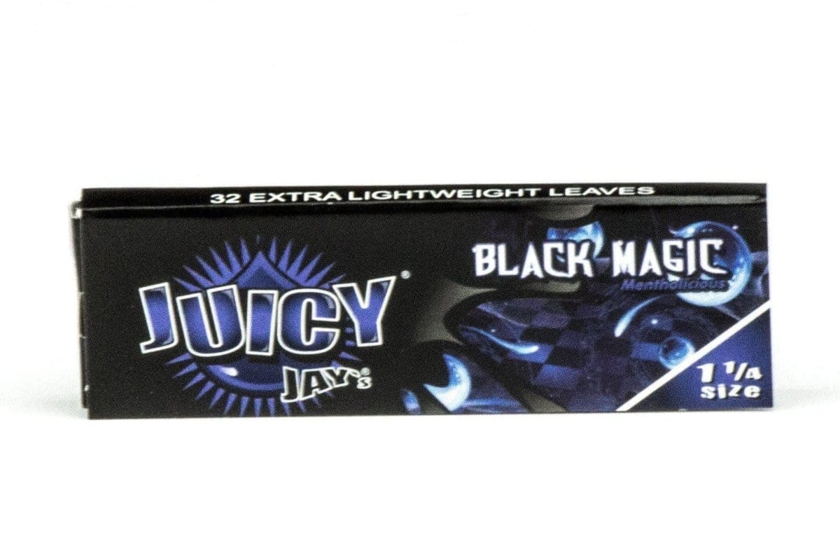 Close-up of the Classic 1-1/4" Flavored Rolling Papers package, displaying colorful branding against a black background.