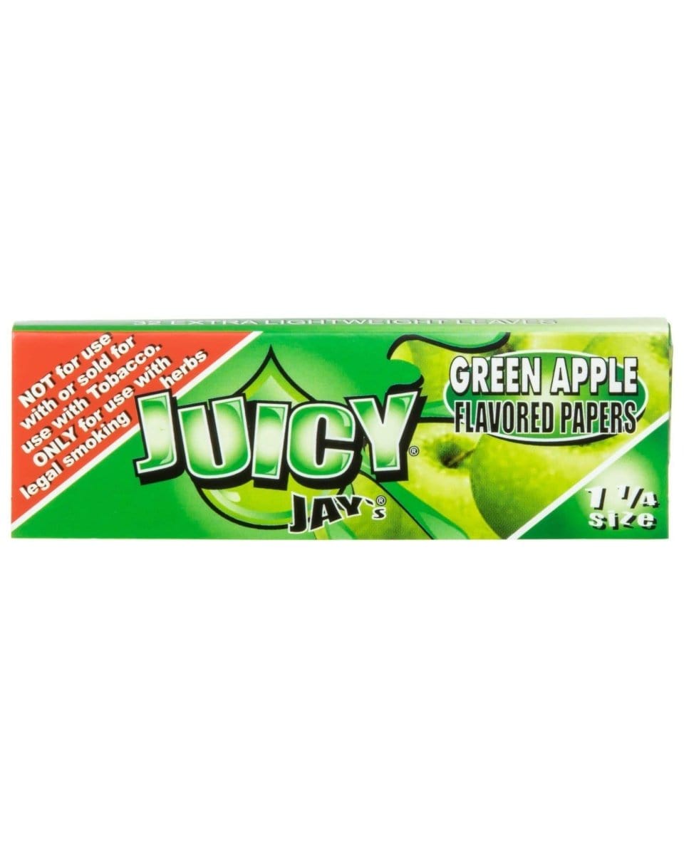 A close-up of the Classic 1-1/4" Flavored Rolling Papers packaging, displaying a bright green color with bold lettering.
