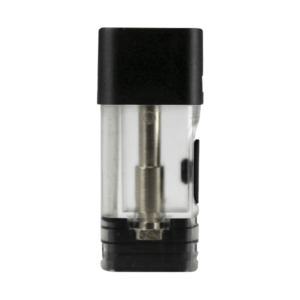 Front view of the RUBI Replacement Pod, a clear plastic cartridge with a dark mouthpiece, isolated on a white background.
