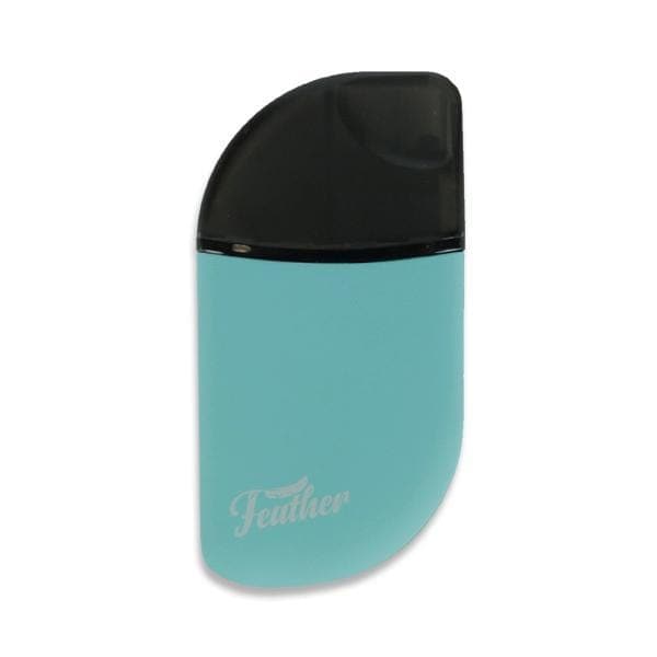 Front view of the Kandy Pens Feather Compact Vaporizer, displaying a sleek, pen-like design against a plain white background.