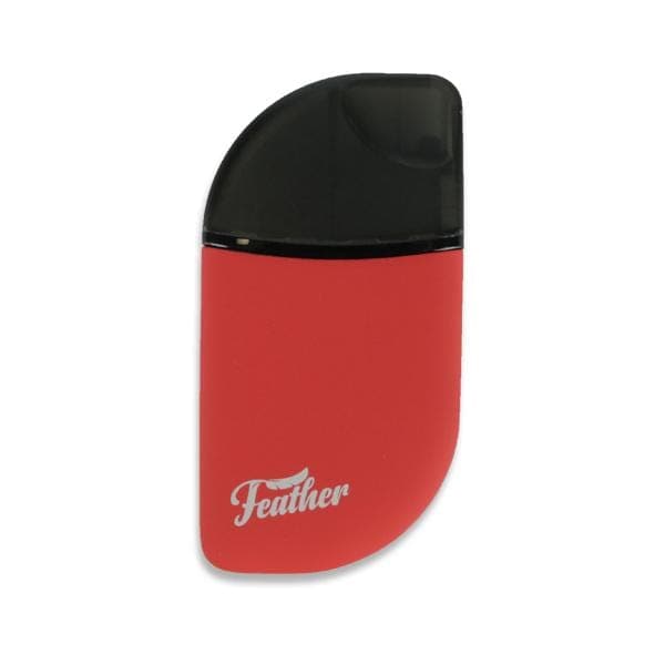 Front view of the Kandy Pens Feather Compact Vaporizer, showcasing its sleek, pen-like design against a plain white background.