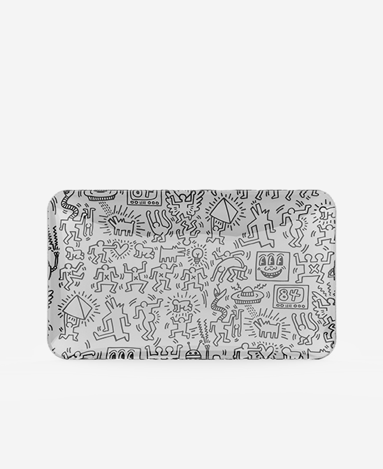 K. Haring Glass Collection Rolling Tray blkwht / us K.Haring Rolling Tray
