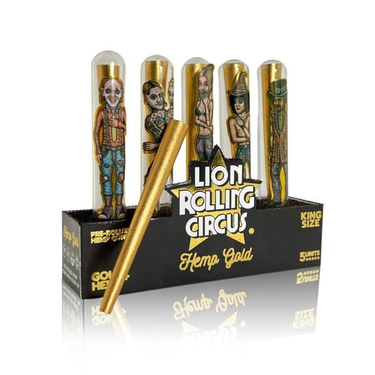 Lion Rolling Circus Rolling Papers King Size Gold Hemp Cones