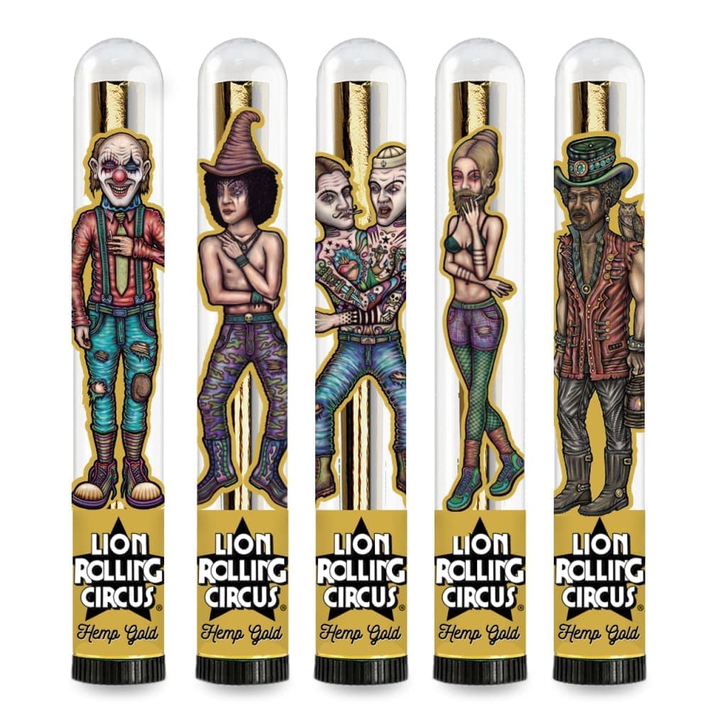 Lion Rolling Circus Rolling Papers 1 Box (5 King Size Gold Hemp Cones) King Size Gold Hemp Cones WS9365