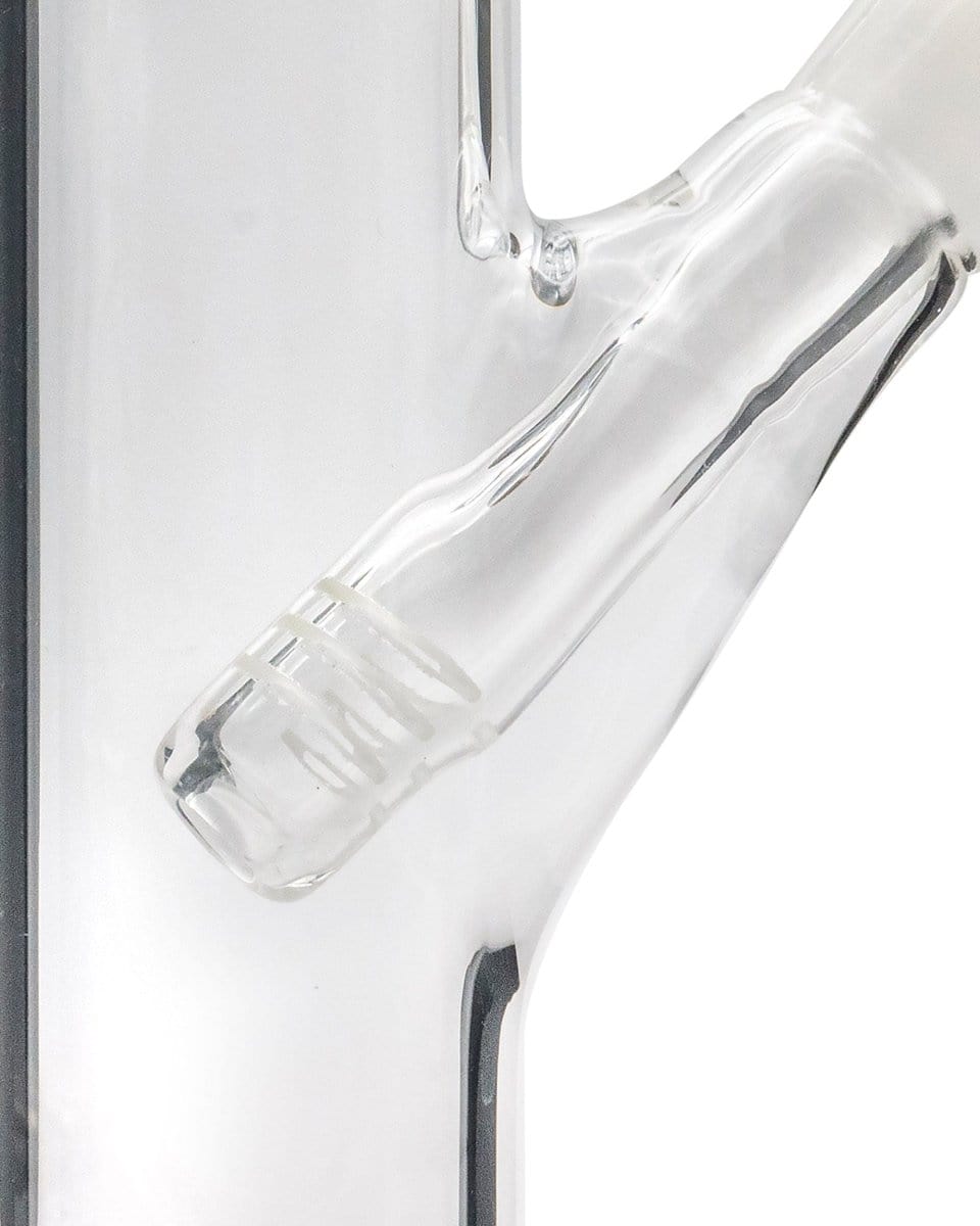 A side view of the 12" Clear Single UFO Showerhead Perc Straight Tube, showing the clear glass construction and simple cylindrical shape.