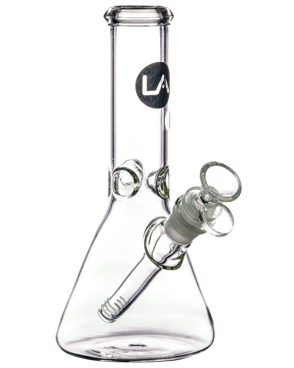 Front view of the 8" Thick Glass Beaker Waterpipe, showcasing its clear glass construction and simple beaker shape.