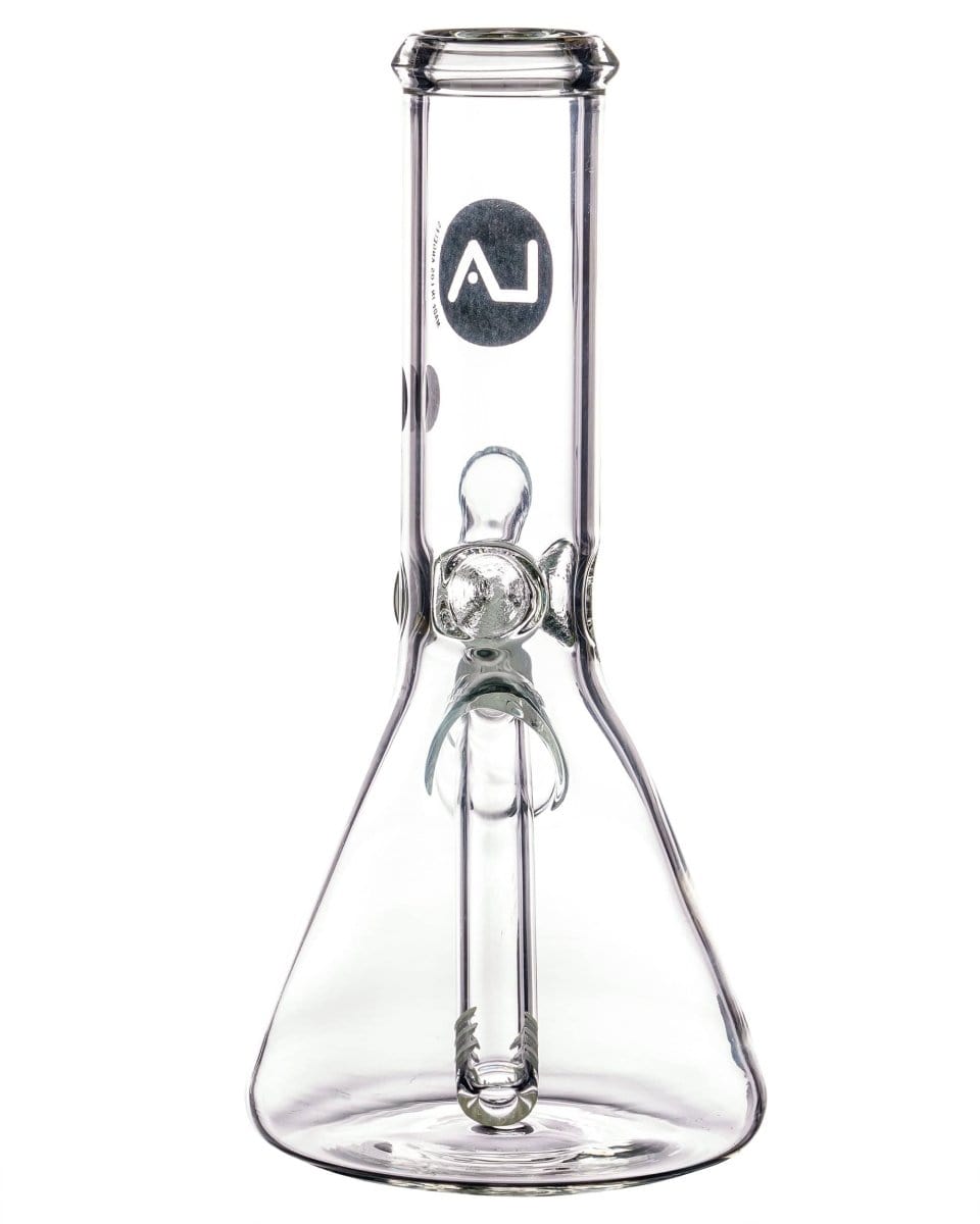 Front view of the 8" Thick Glass Beaker Waterpipe, showing a clear glass beaker with a simple, clean design against a white background.