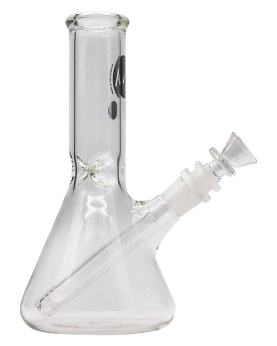 Front view of the 8" Thick Glass Beaker Waterpipe, a clear glass pipe with a simple beaker shape and visible joint.