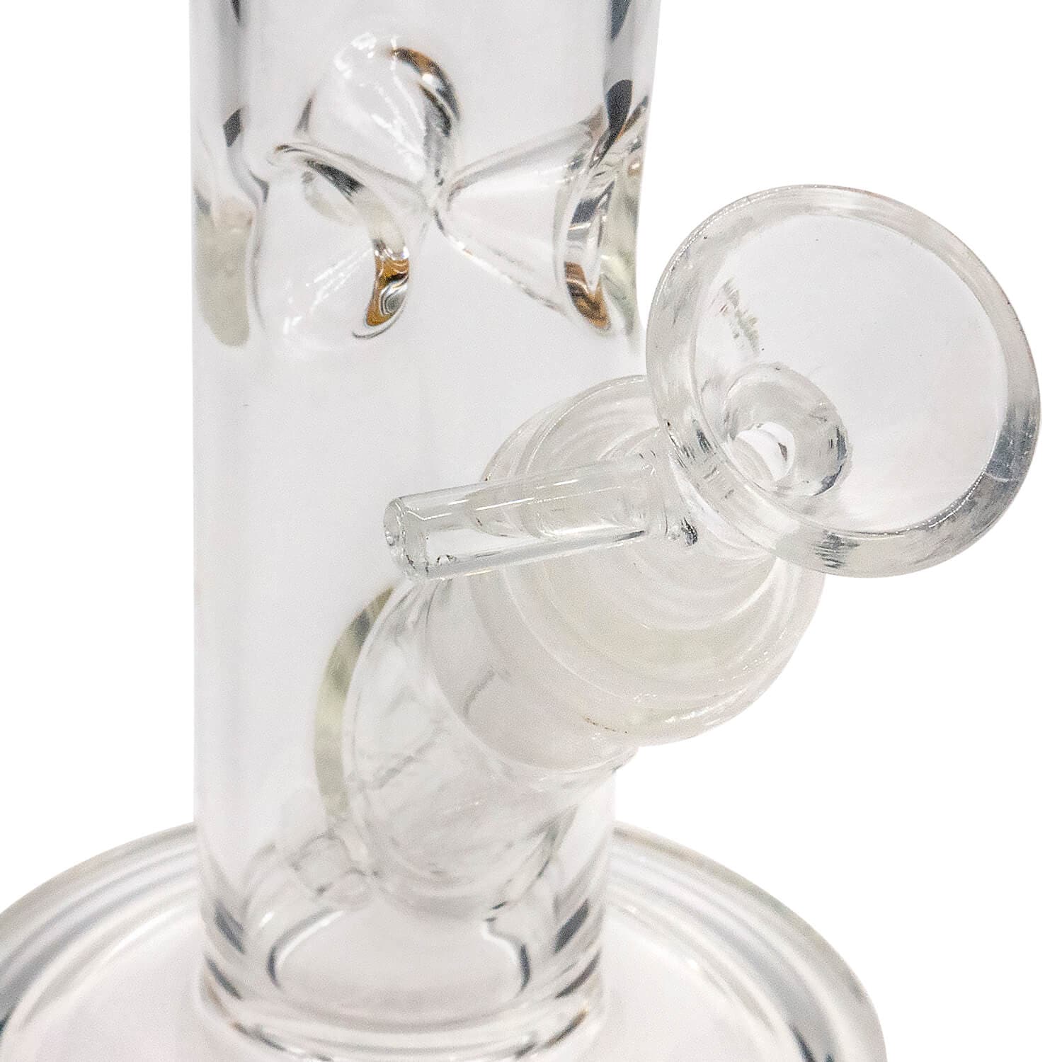 Front view of the LA Pipes Straight Shooter Bong, an 8-inch clear glass bong with a simple cylindrical shape.