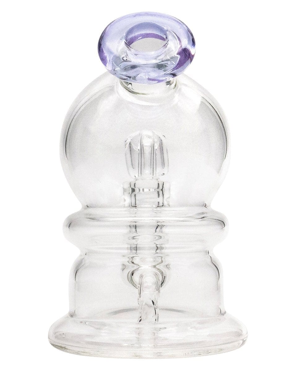 Front view of the Nano Globe Rig, a small, clear glass rig with a rounded globe shape and simple design.